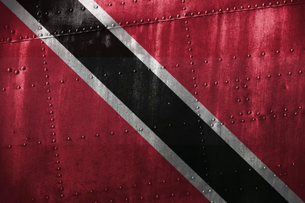 Texutre de metal o fondo con bandera de Trinidad y Tobago — Foto de Stock
