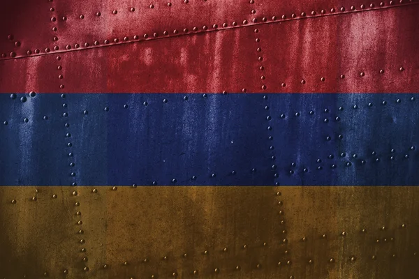 Metal texutre or background with Armenia flag — Stock Photo, Image