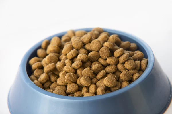 Dry dog or cat treats in bowl isolated on white — Stock Photo, Image