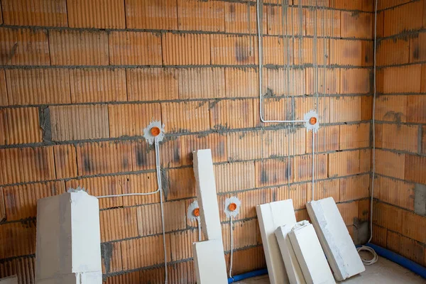 Het Bouwen Van Een Huis Onafgewerkt Interieur — Stockfoto