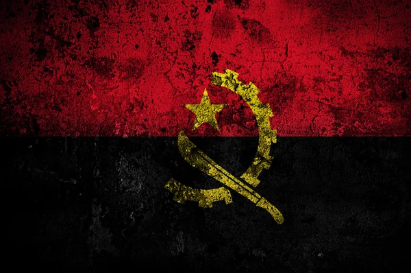 Grunge flag of Angola with capital in Luanda — Stock Photo, Image