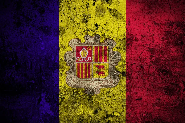 Grunge flag of Andorra with capital in Andorra la Vella — Stock Photo, Image