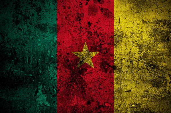 Grunge flagga Kamerun med kapital i yaounde — Stockfoto