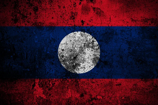 Grunge Bandeira do Laos com capital em Vientiane — Fotografia de Stock