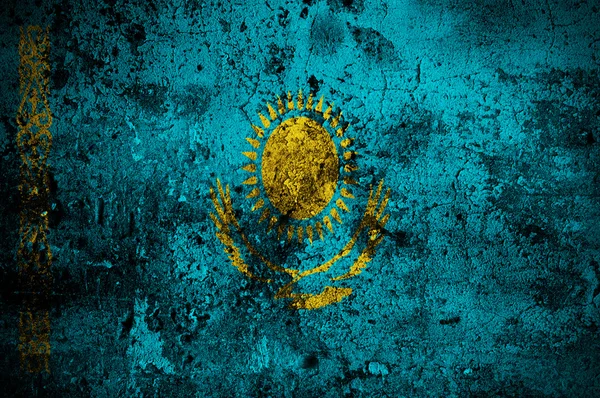 Grunge flag of Kazakhstan with capital in Astana — Stock Photo, Image