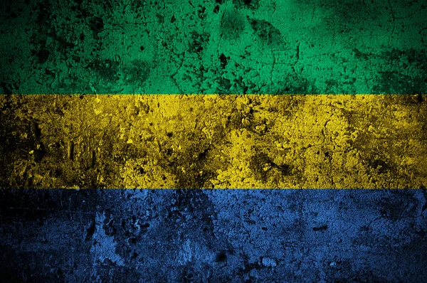 Grunge drapeau du Gabon avec capitale à Libreville — Photo