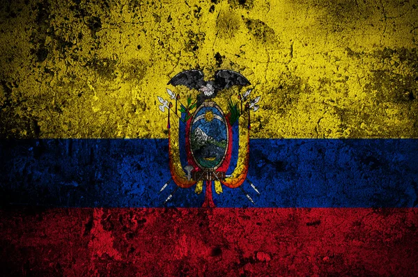 Bandera grunge de Ecuador con capital en Quito — Foto de Stock