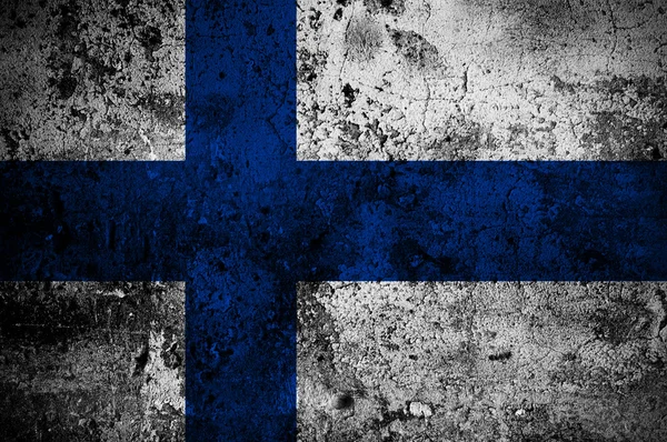 Grunge-Flagge Finnlands mit Hauptstadt in Helsinki — Stockfoto