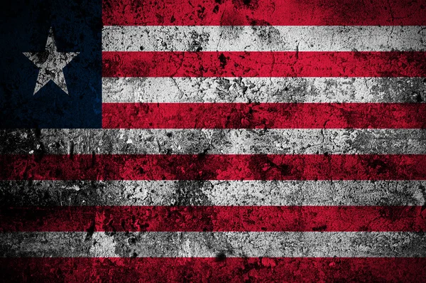 Grunge flag of Liberia with capital in Monrovia — Stock Photo, Image