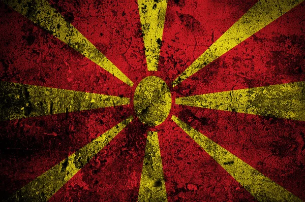 Grunge flag of Macedonia with capital in Skopje — Stock Photo, Image