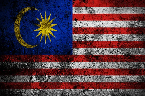 Grunge flag of Malaysia with capital in Kuala Lumpur — Stock Photo, Image