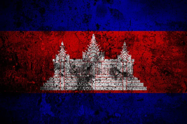 Grunge flag of Cambodia with capital in Phnom Penh — Stock Photo, Image