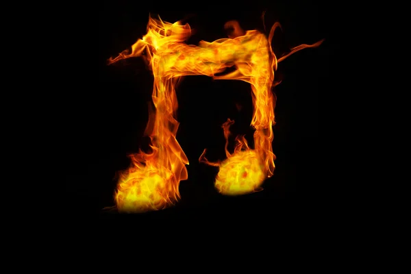 Notas musicais em chamas — Fotografia de Stock