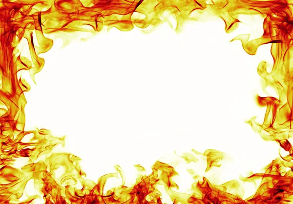 Fire flames frame on white background — Stock Photo, Image