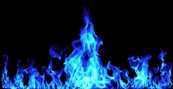 Blå ild flammer på hvid baggrund - Stock-foto
