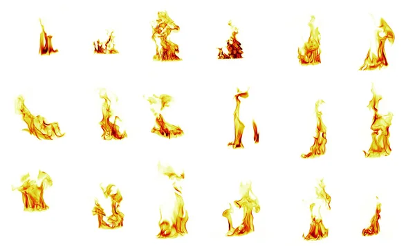 Compilación de llamas sobre fondo blanco —  Fotos de Stock