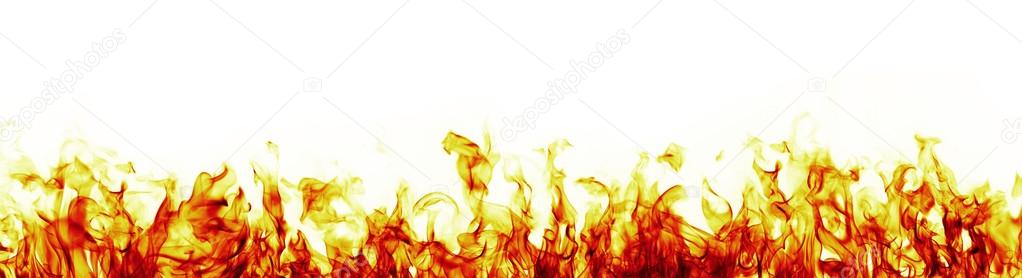 Fire flames on white background, more red version