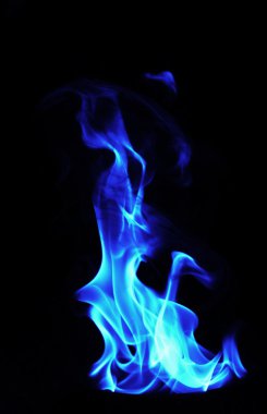 Blue Fire flames on black background clipart