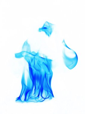 beyaz zemin üzerine mavi alev alev