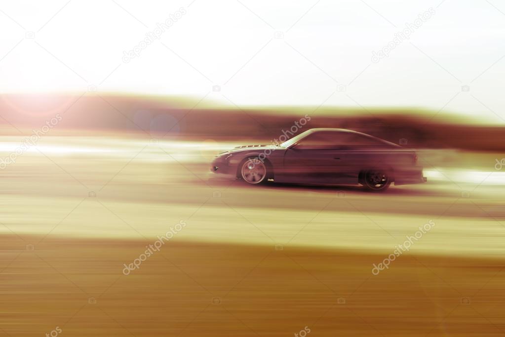 Very fast driving, motion blur drift