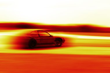 drift car motion blur sunrise or sunset clipart