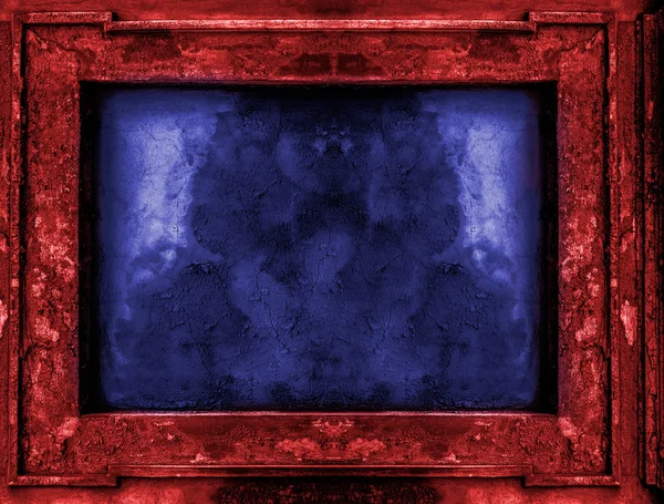 Vermelho e azul velho quadro gótico — Fotografia de Stock