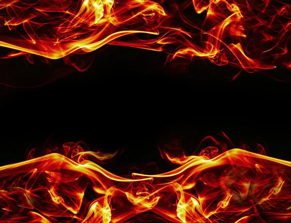 Фон кадра огня на черном фоне — стоковое фото