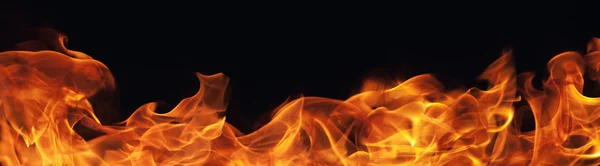 Burning fire flame on black background — Stock Photo, Image