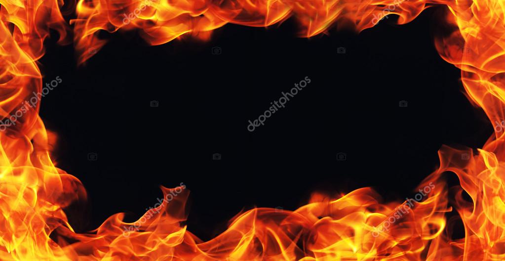 burning fire flame frame on black background Stock Photo burning fire flame frame on black background Stock Photo