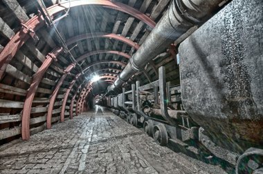 Underground Tunnel in the Mine, HDR clipart