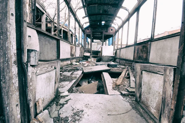 Interior of an abandoned railway wagon — Stock Photo, Image