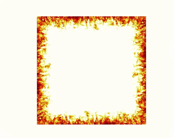 Fire flames frame on white background — Stock Photo, Image