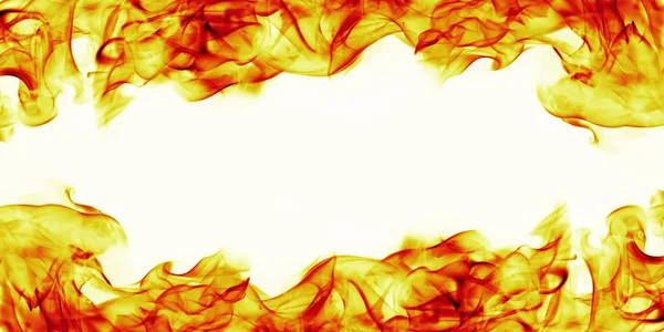 Burning fire flame frame on white background — Stock Photo, Image