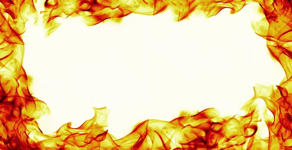 Marco de llama de fuego ardiente sobre fondo blanco —  Fotos de Stock