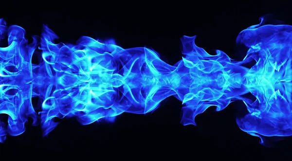 Égő tűz lángja, a fekete háttér és textúra — Stock Fotó