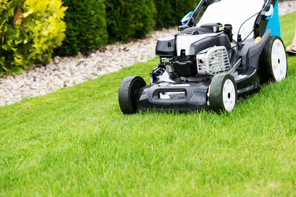 Bahçedeki çim biçme makinesi..