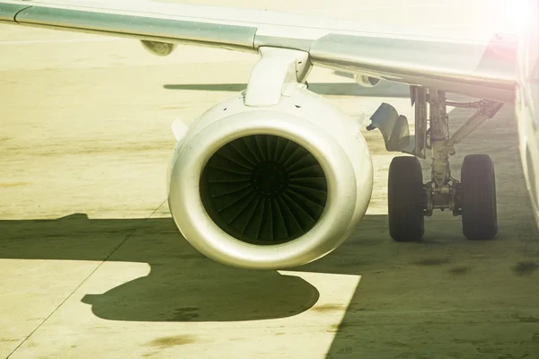 Close up on airplane engine — Stock Photo, Image