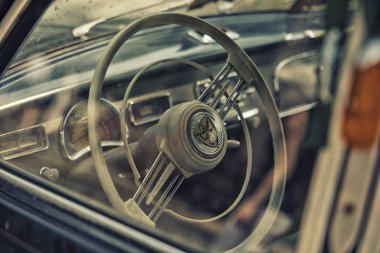 Sleza, Poland, August 15, 2015:Old vintage car cocpit on Motorclassic show on August 15, 2015 in the Poland