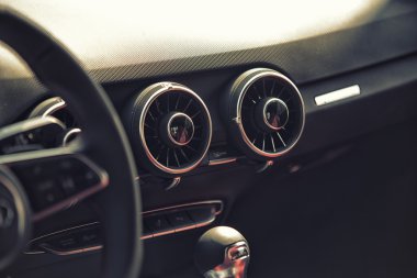 Sleza, Poland, August 15, 2015: Close up on Audi cockpit and wheel on  Motorclassic show on August 15, 2015 in the Poland