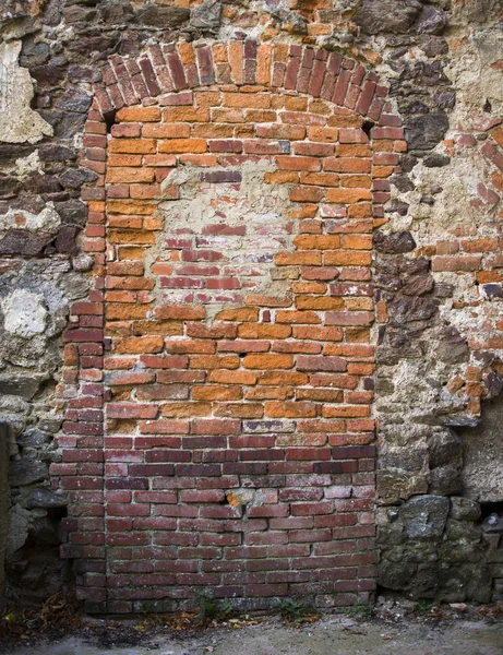 Eski dorr duvarlı. Tuğla artalanları — Stok fotoğraf