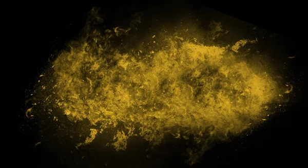 Explosión de llama amarilla sobre fondo negro —  Fotos de Stock