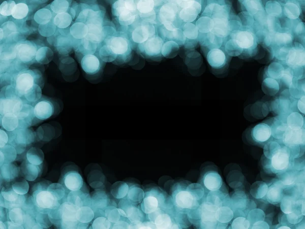 ボケ味を持つクリスマス ブルー背景フレーム ライト ブラック — ストック写真