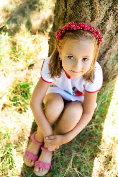 Giovane ragazza in costume nazionale ucraino Foto Stock