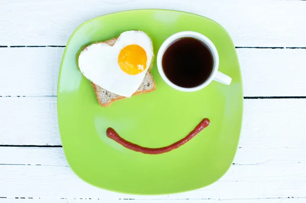 Start morning with cute breakfast — Stock Photo, Image