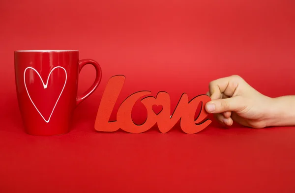 Sint Valentijn symbool en cup — Stockfoto