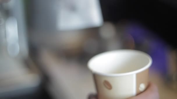 茶在纸杯中的女孩 — 图库视频影像