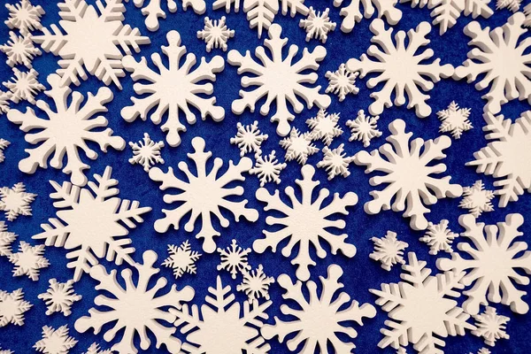 Lot White Foam Snowflakes New Year Decor Home Office Sho — Stock Photo, Image