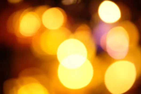 Unscharfer Weihnachtlicher Hintergrund Abstraktion Orange Und Gelb Grelle Girlanden Auf — Stockfoto