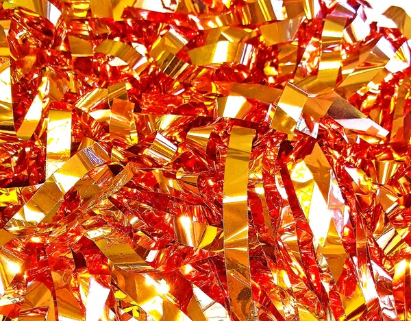 Schöne Glänzende Festliche Abstrakte Hintergrund Aus Überlappenden Folienstreifen Von Goldfarbe — Stockfoto