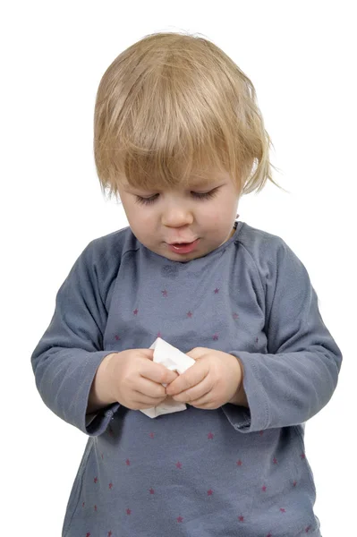 Little toddler having a cold Stock Photo